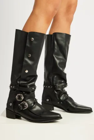 Black Western Boots with Hardware