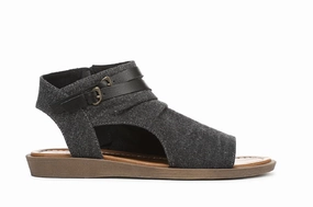 Blowfish Malibu Women's Charcoal Strappy Low Wedge Sandals - Denver