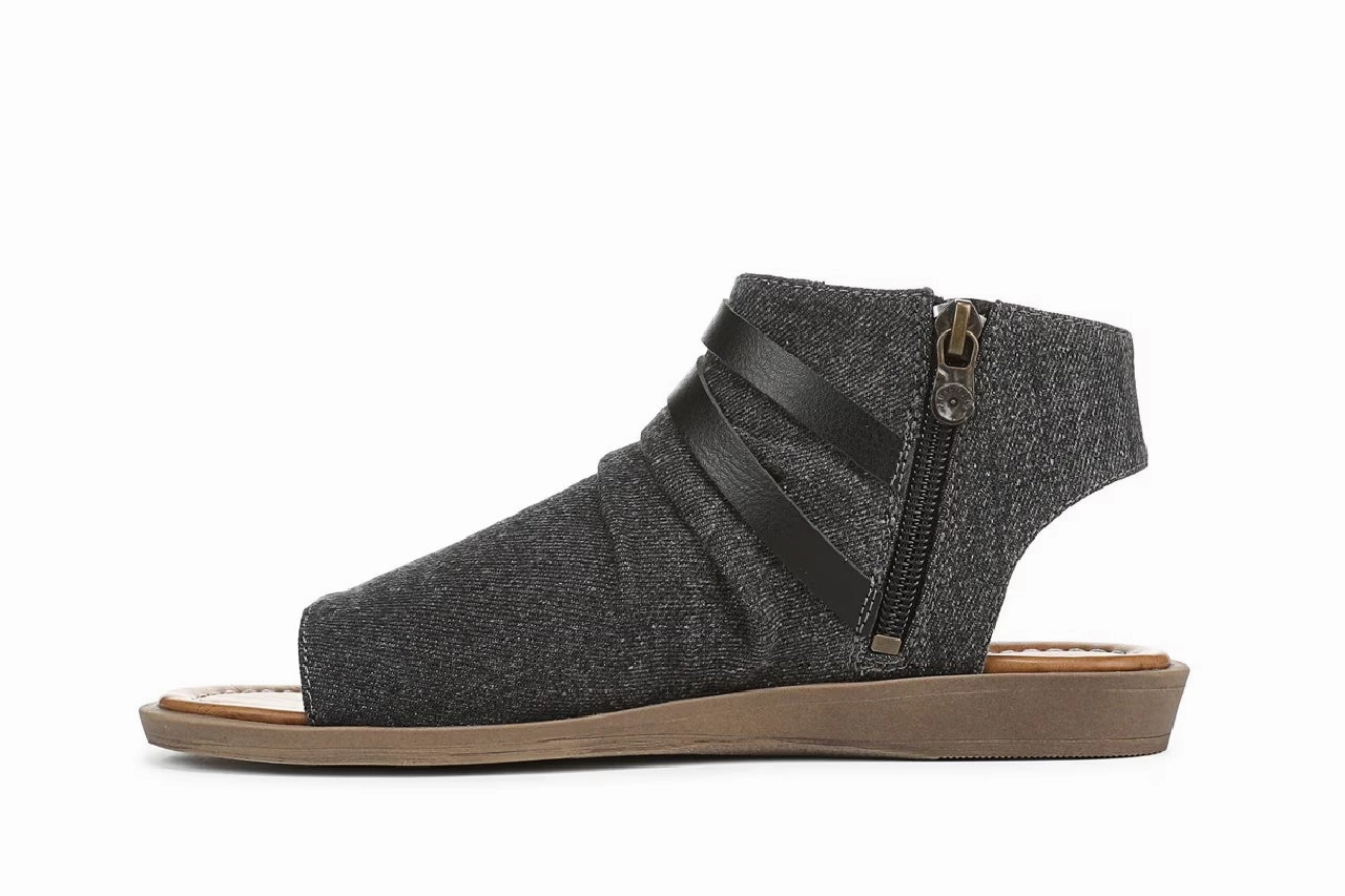 Blowfish Malibu Women's Charcoal Strappy Low Wedge Sandals - Denver