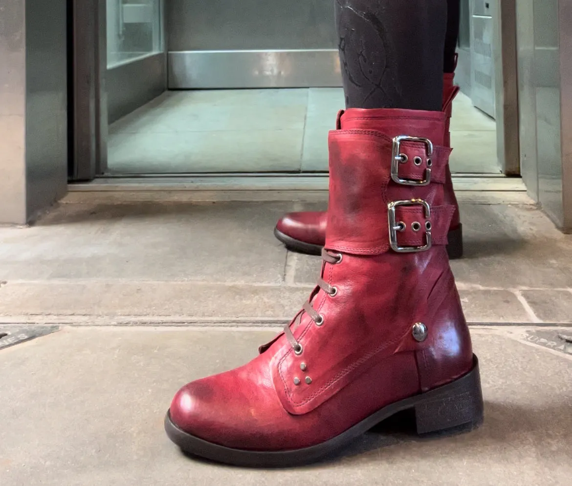 Bon Amie - Cranberry wine lace up ankle boot