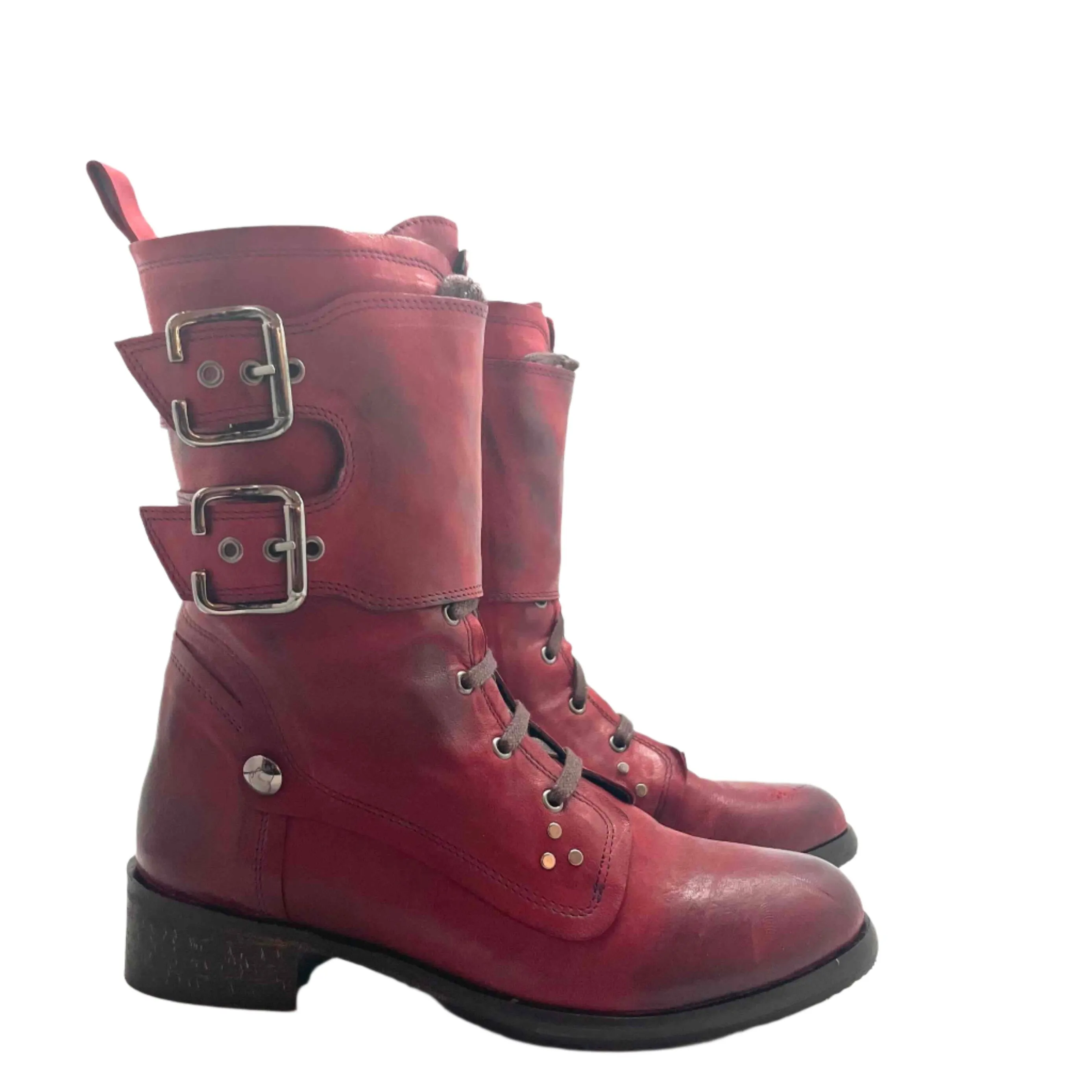 Bon Amie - Cranberry wine lace up ankle boot