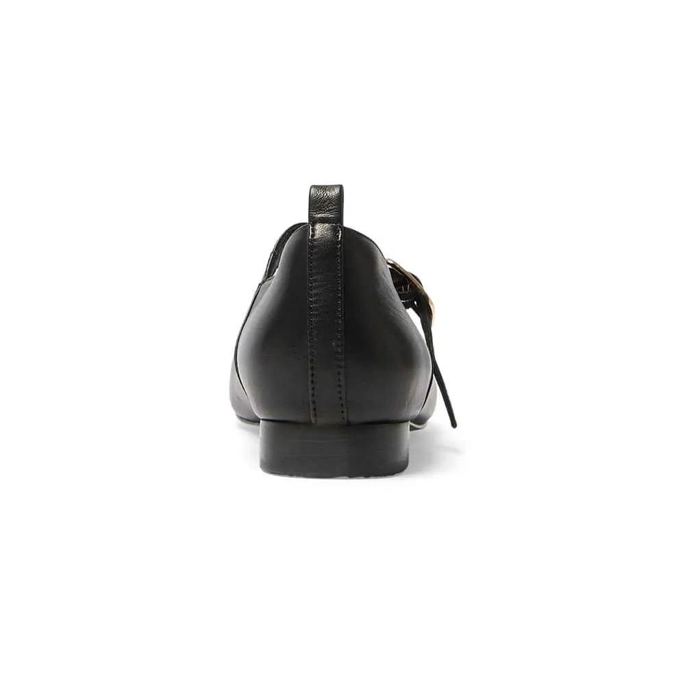 Bonnie Flat in Black Leather