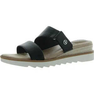 Bryerr Womens Adjustable Faux Leather Wedge Sandals