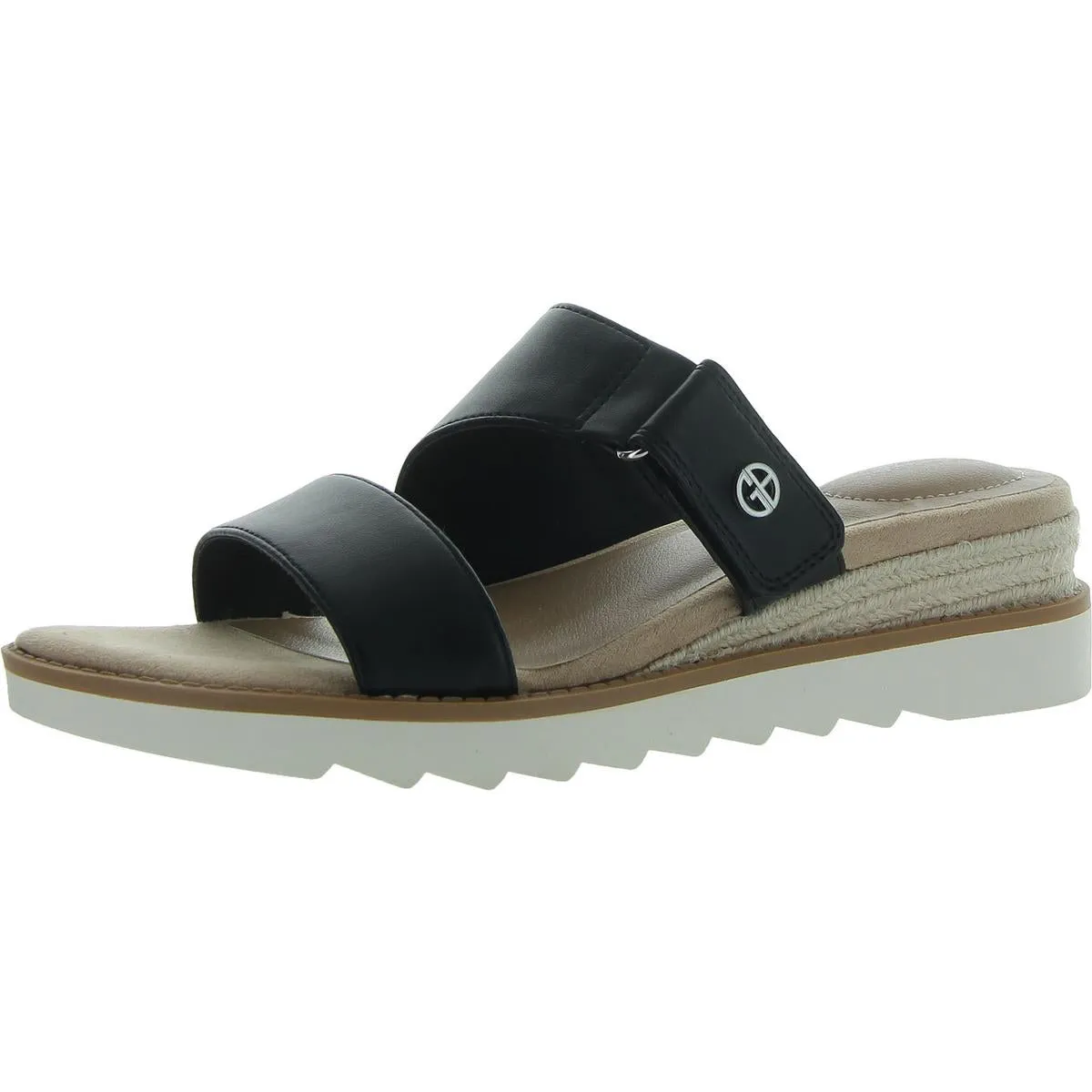 Bryerr Womens Adjustable Faux Leather Wedge Sandals