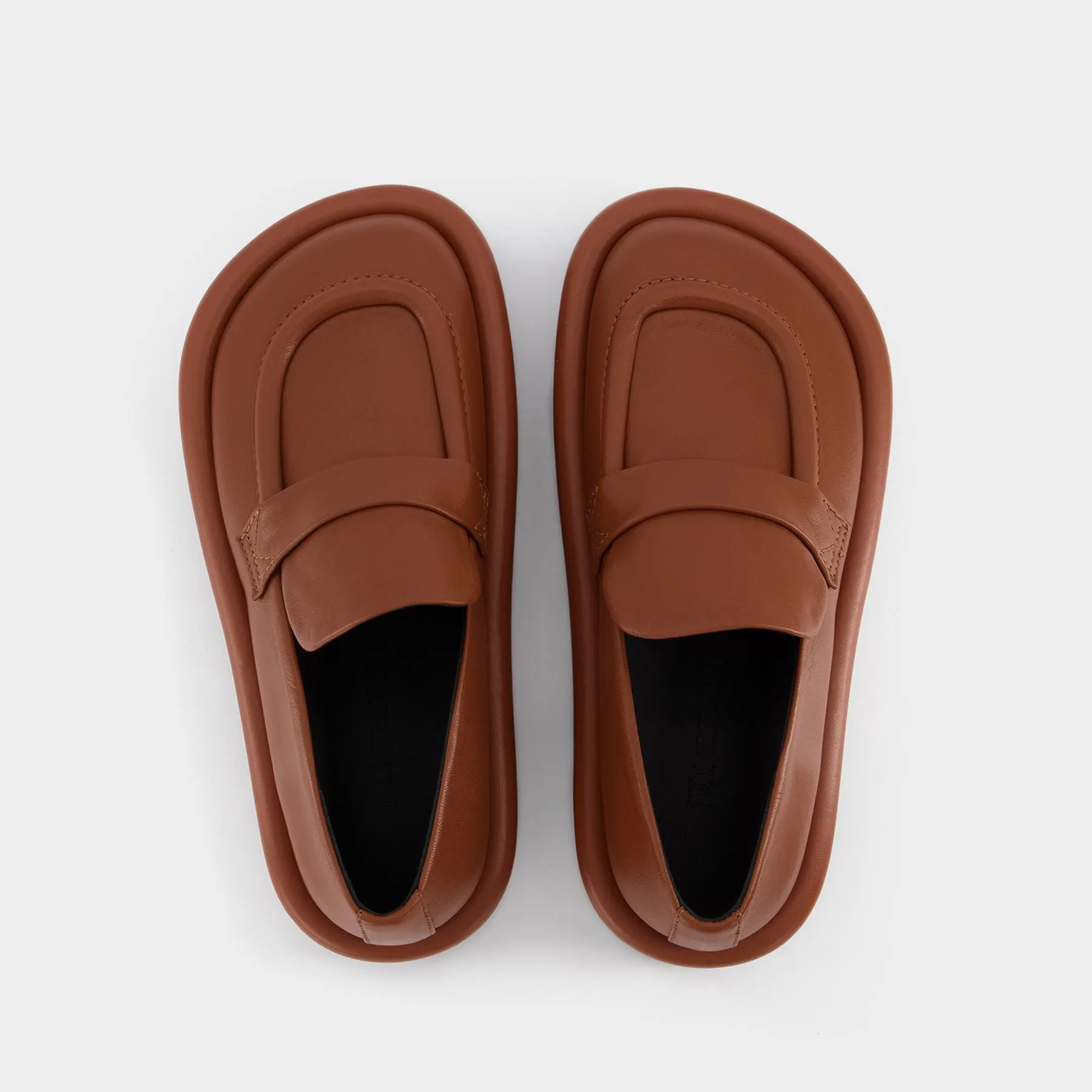 Bumper Chunky Flats in Orange Leather