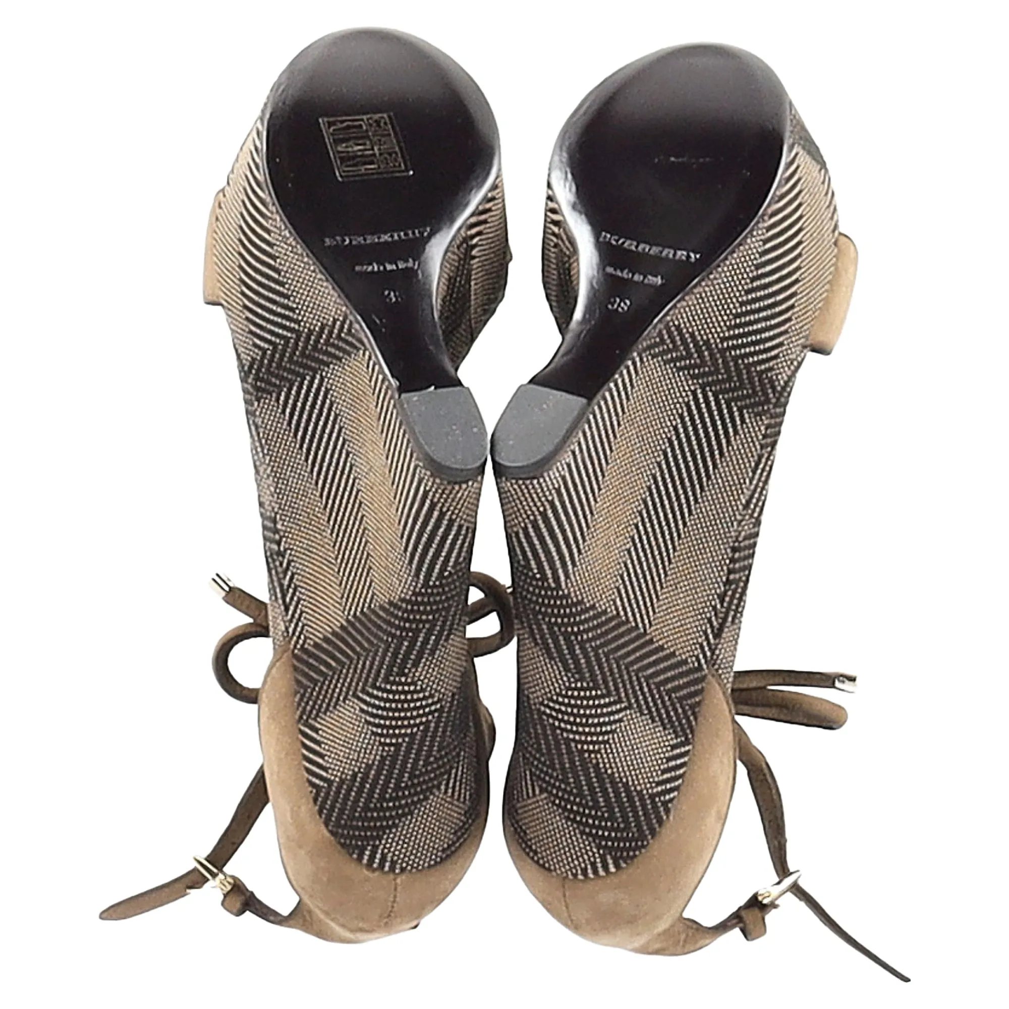 Burberry Wedge Sandals in Beige Suede