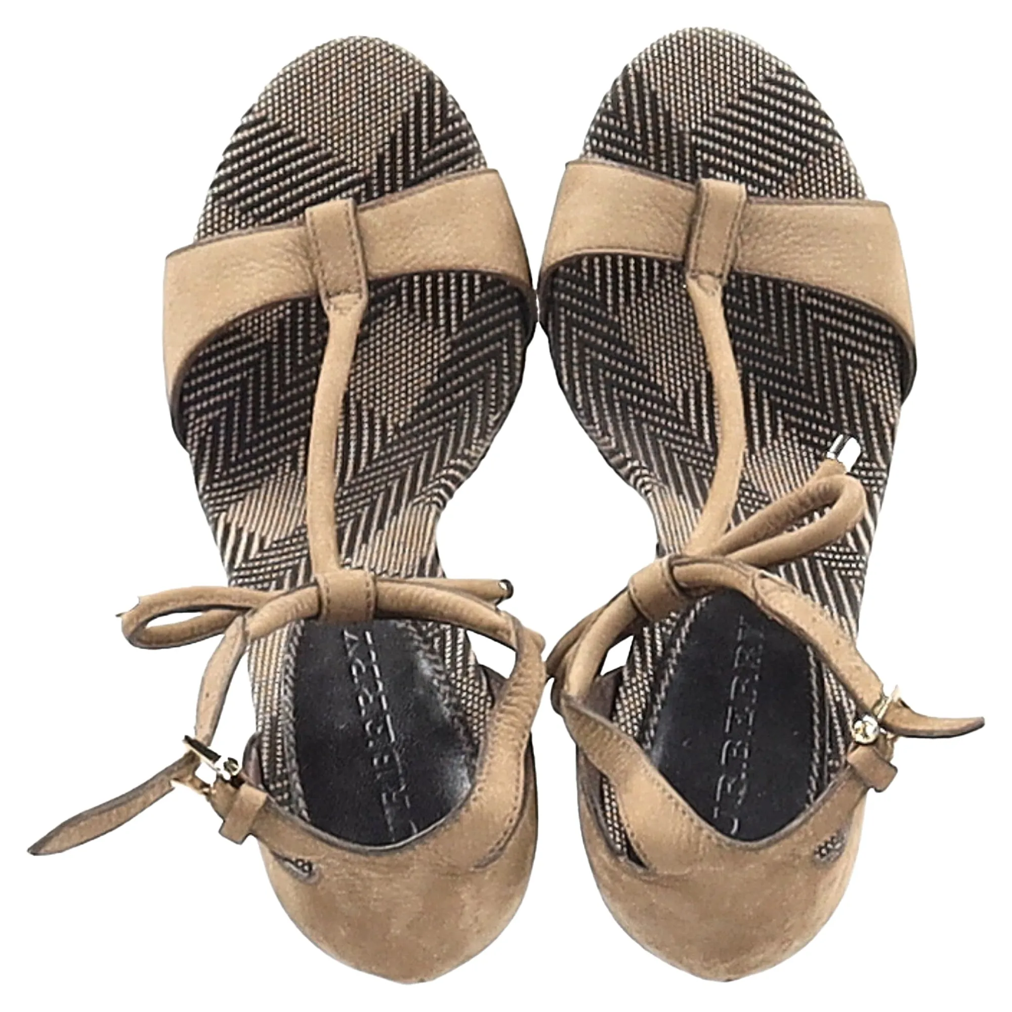 Burberry Wedge Sandals in Beige Suede