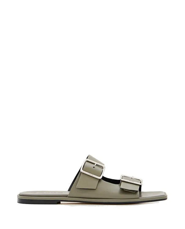 Calfskin Leather Sandals With Adjustable Buckles