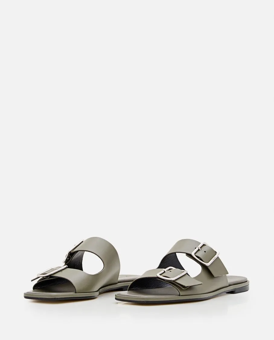 Calfskin Leather Sandals With Adjustable Buckles