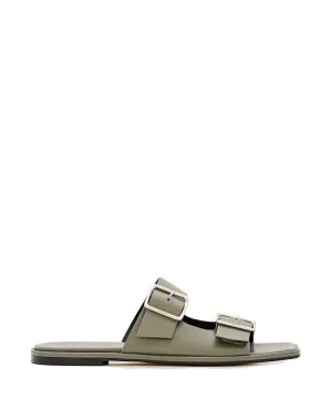 Calfskin Leather Sandals With Adjustable Buckles