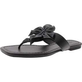 Calla Womens Faux Leather Square Toe Thong Sandals