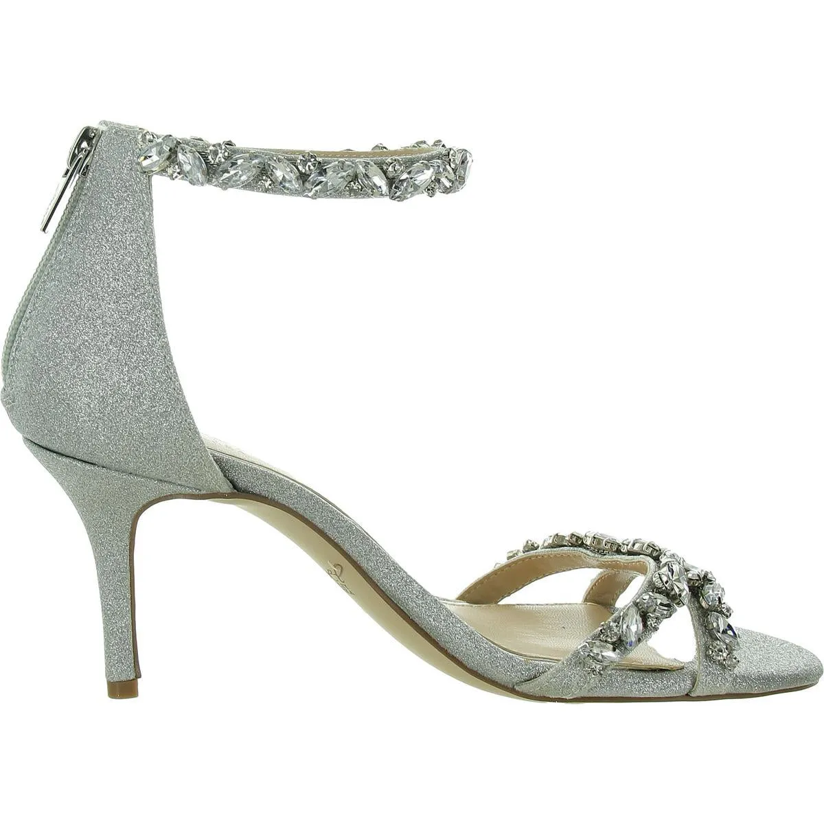 Caroline Womens Satin Embellished Dress Sandals