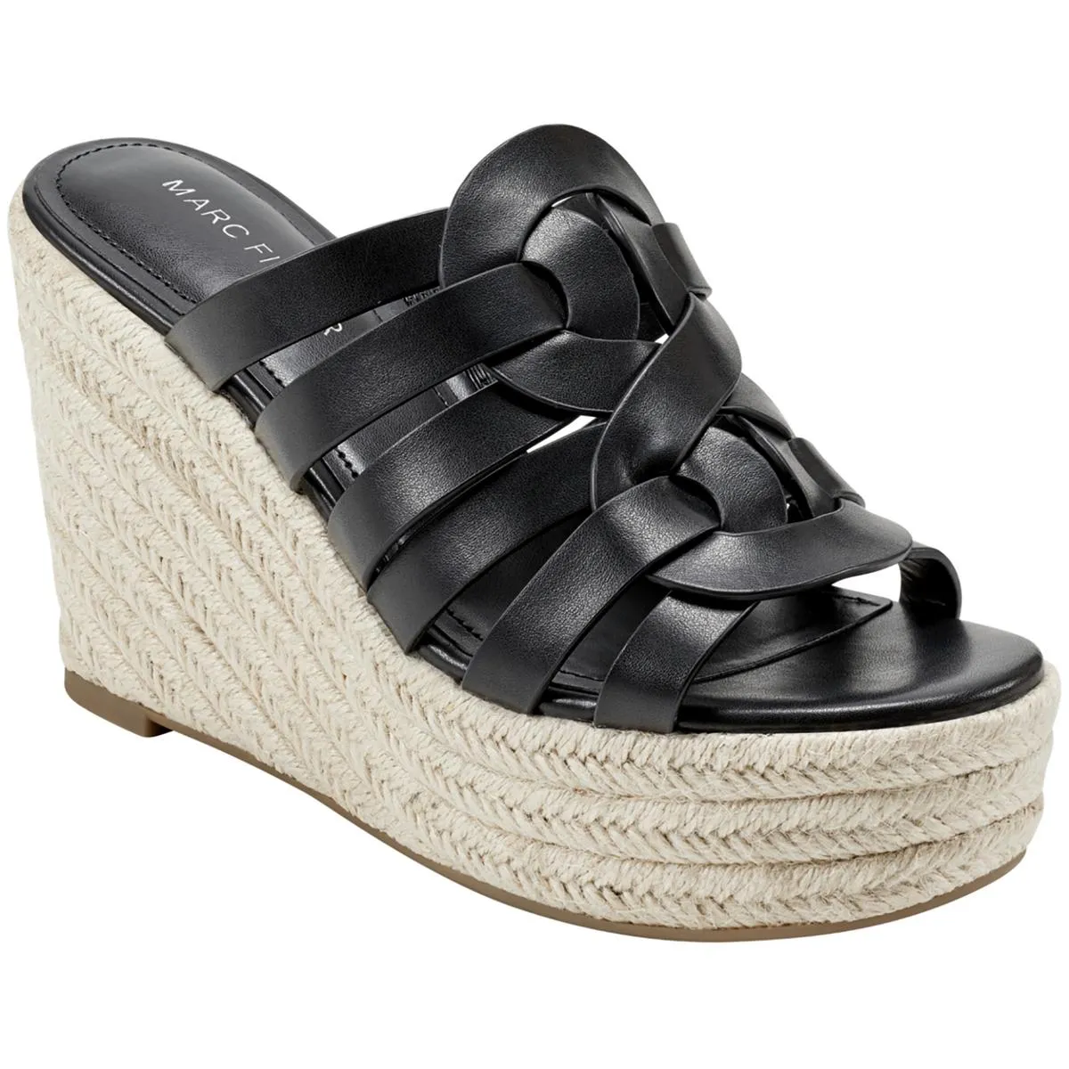 Cazzie 2 Womens Faux Leather Criss-Cross Wedge Sandals