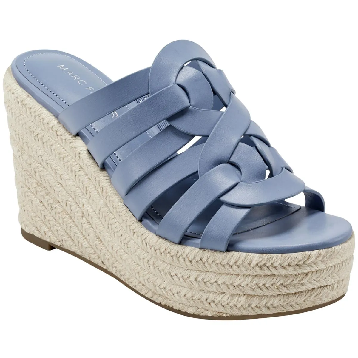 Cazzie 2 Womens Faux Leather Criss-Cross Wedge Sandals