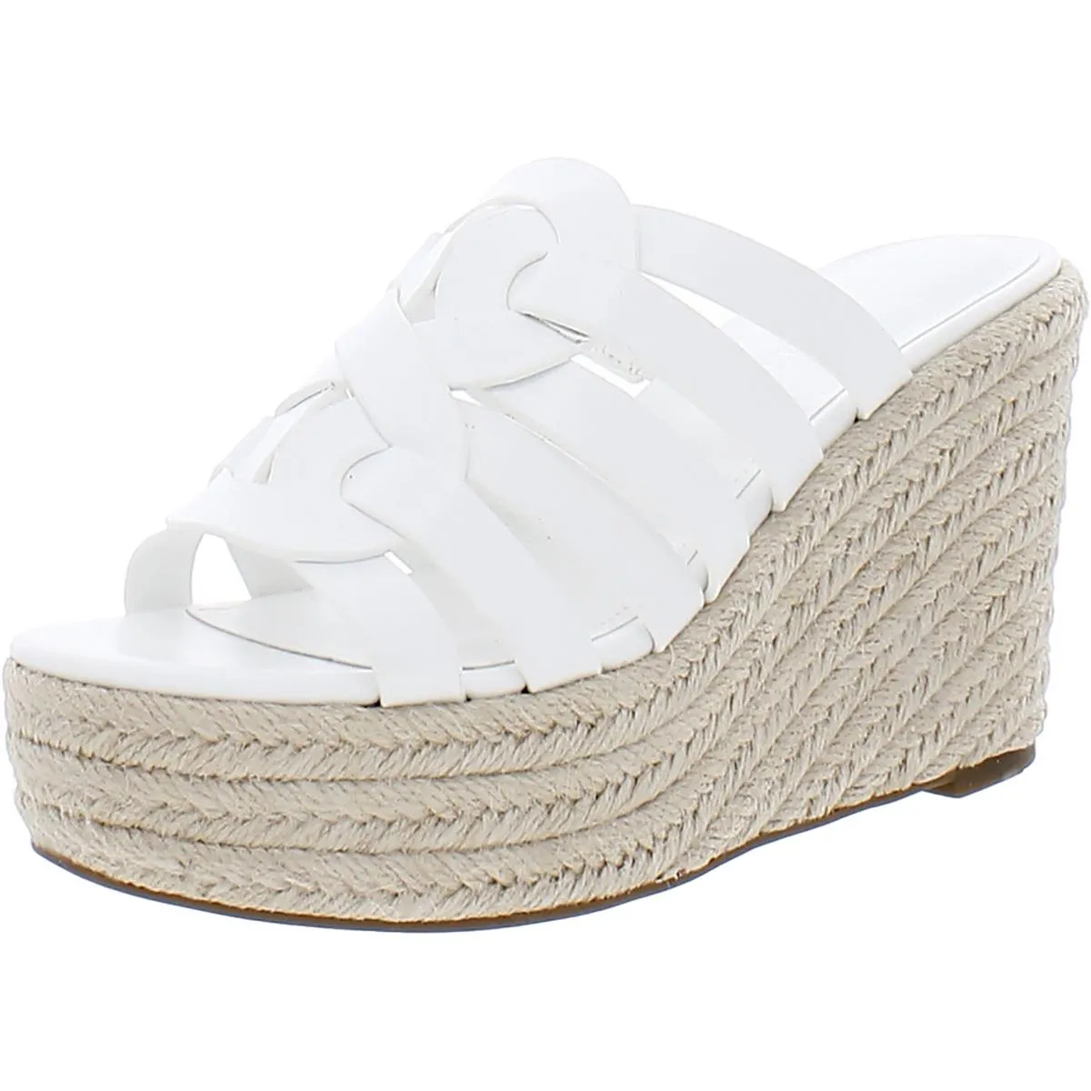 Cazzie 2 Womens Faux Leather Criss-Cross Wedge Sandals