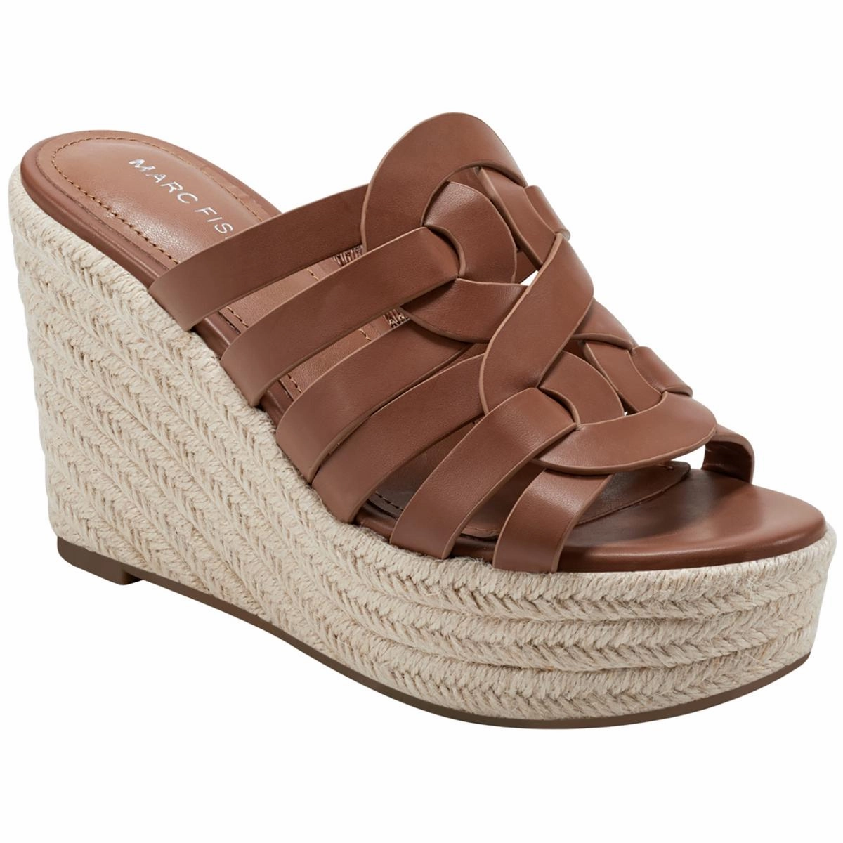 Cazzie 2 Womens Faux Leather Wedge Sandals