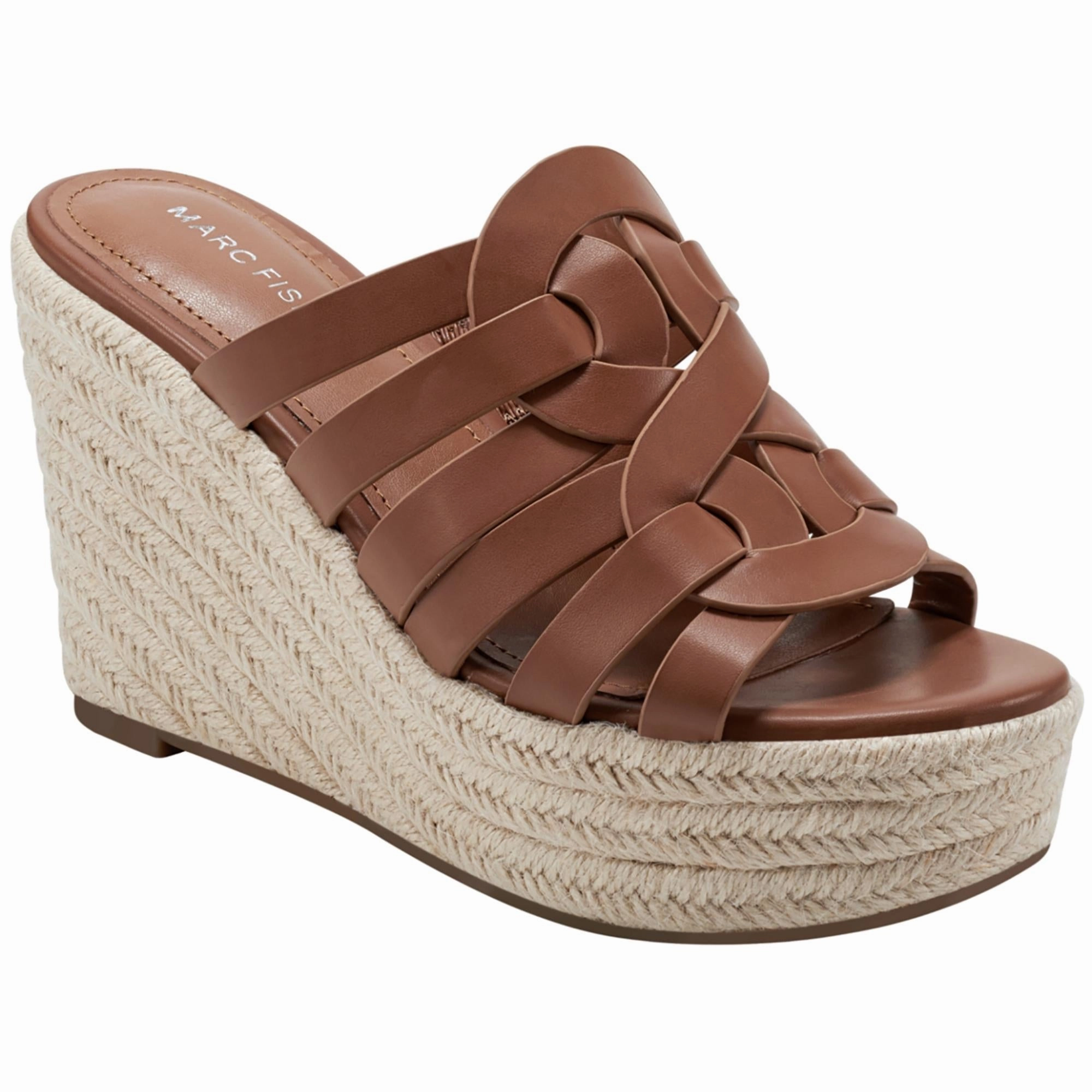 Cazzie 2 Womens Faux Leather Wedge Sandals