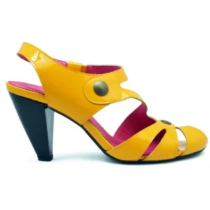 Chardonnay - Mustard Yellow Patent open toe- LAST PAIRS 39 AND 41!