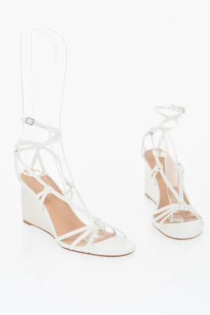 Chloe Leather Sandals With Metallic Effect Wedge 8 Cm