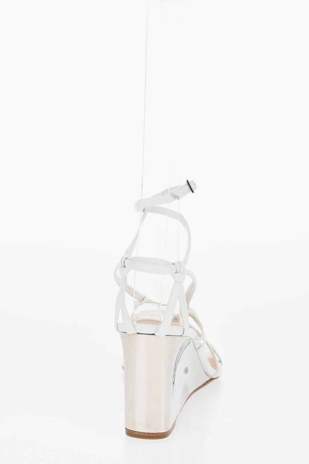 Chloe Leather Sandals With Metallic Effect Wedge 8 Cm