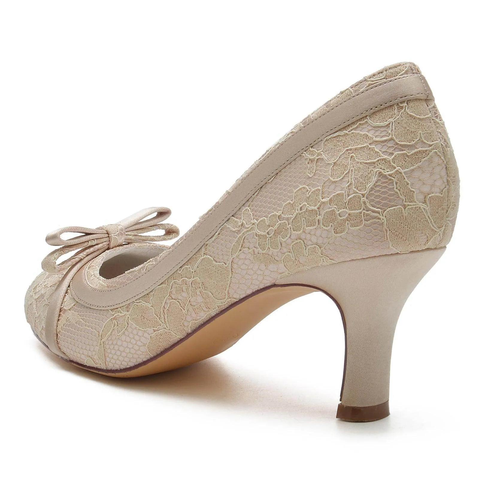 Chunky Heel 6.5cm Silk-Like Lace Shoes CK0371