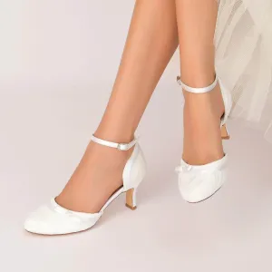 Chunky Heel 6.5cm Silk-Like Lace Shoes CK0372