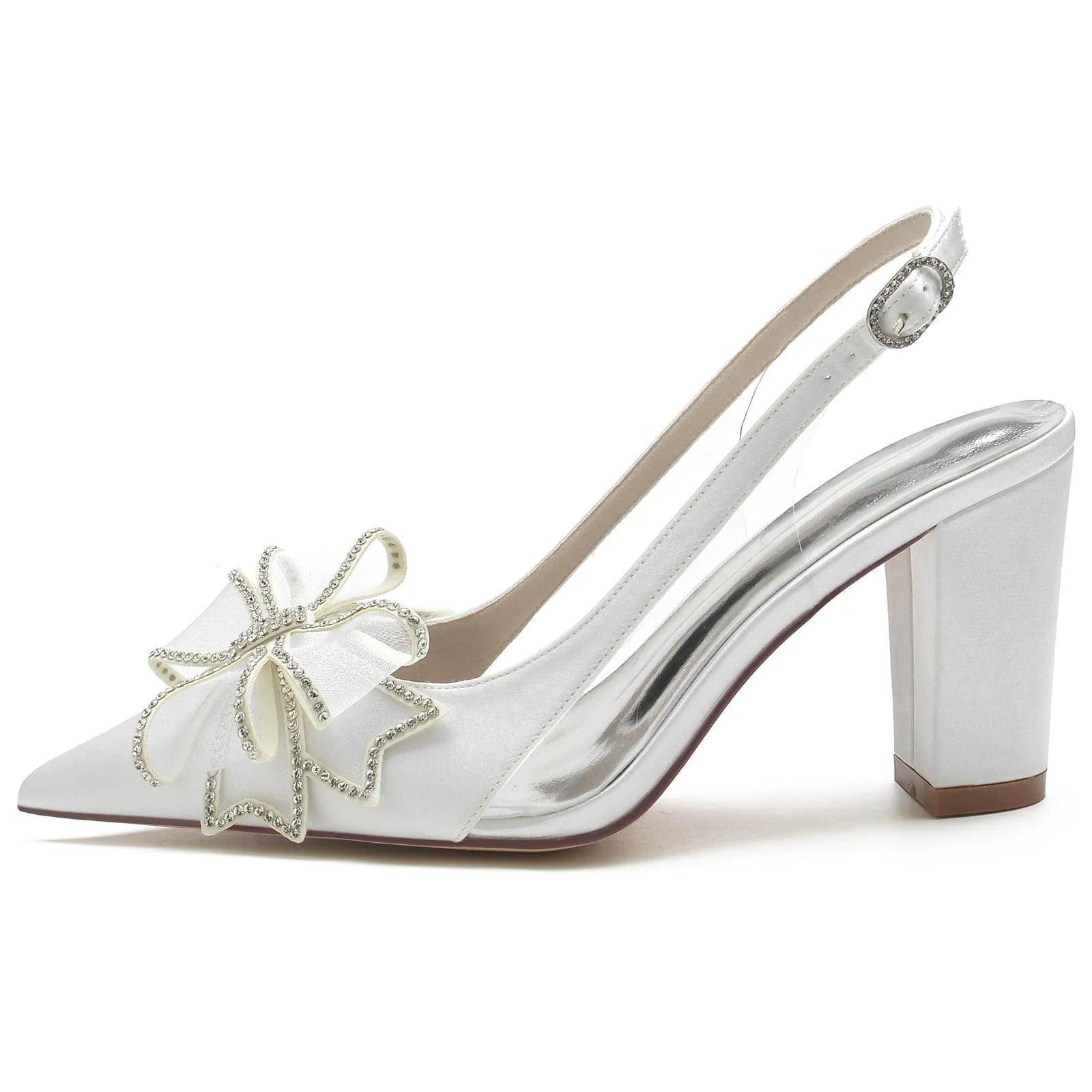 Chunky Heel 8.5cm Silk-Like Shoes CK0183