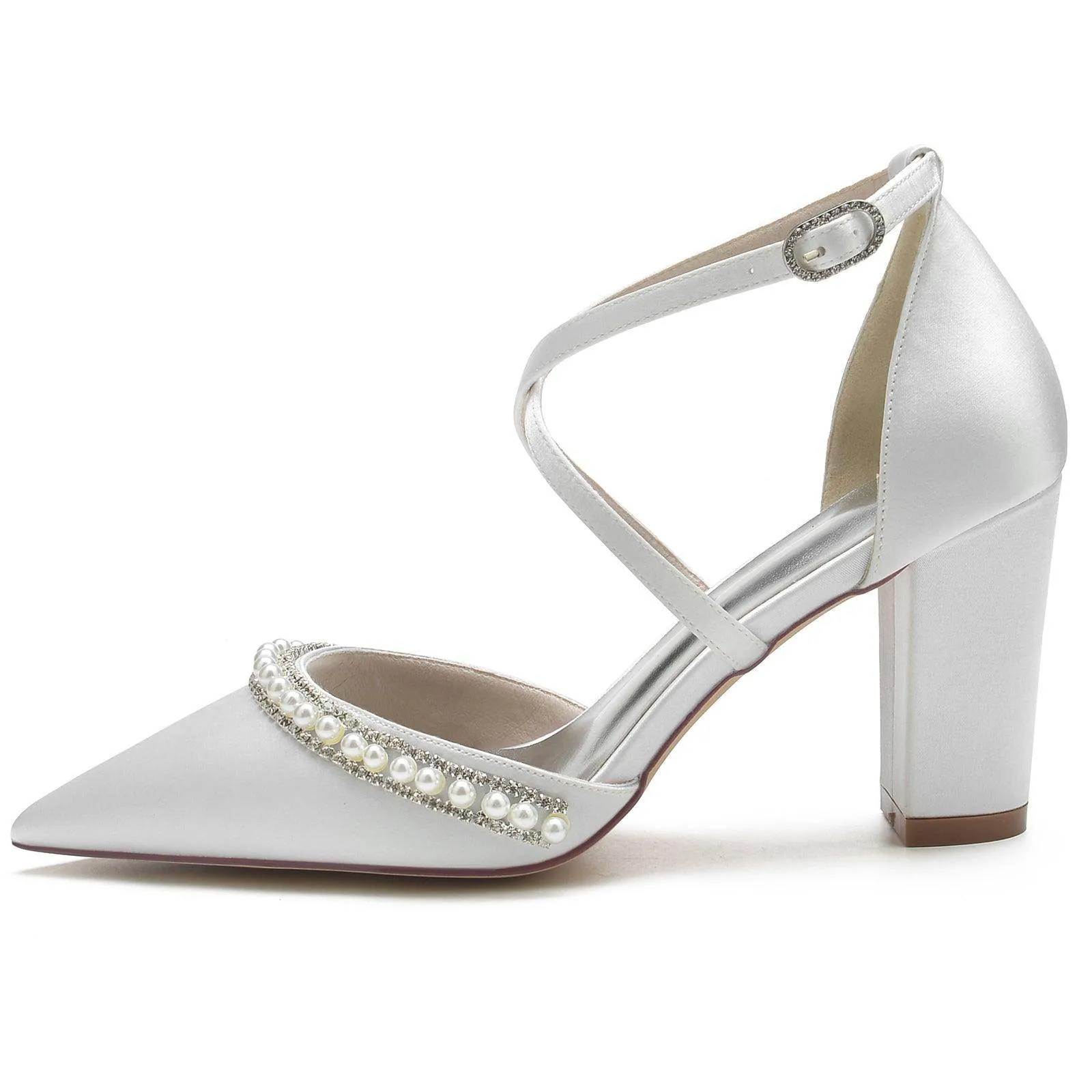 Chunky Heel 8.5cm Silk-Like Shoes CK0189