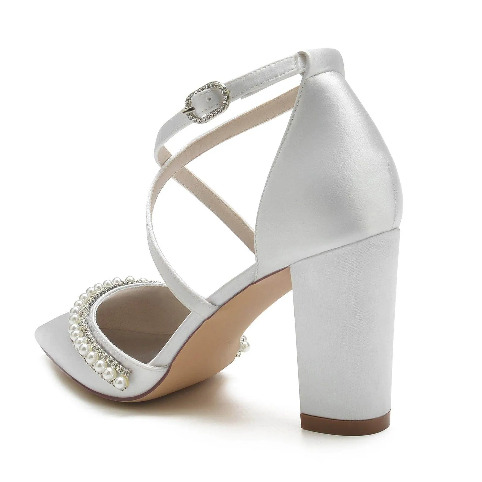 Chunky Heel 8.5cm Silk-Like Shoes CK0189