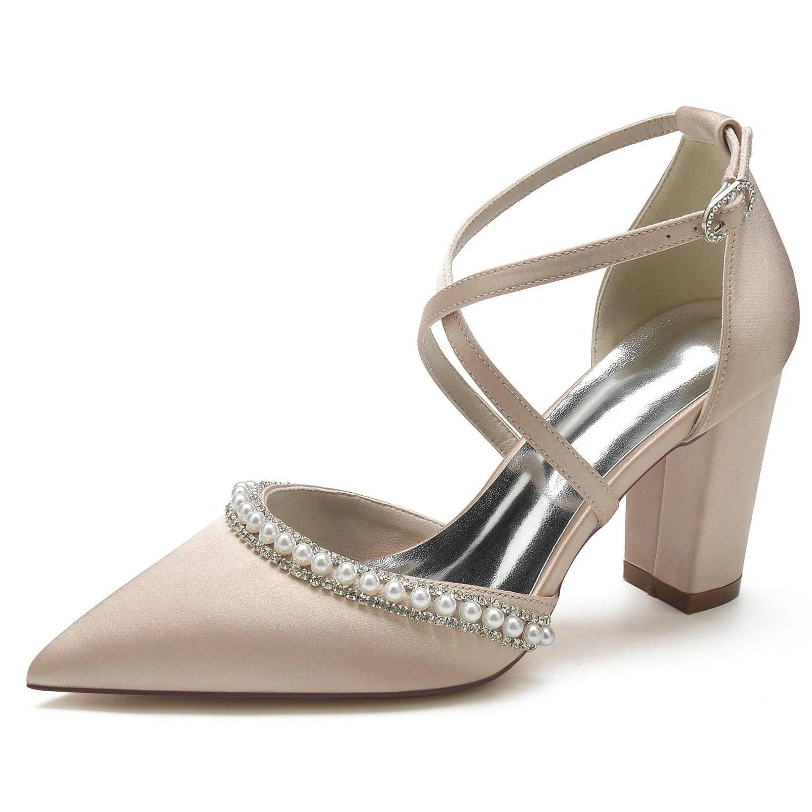 Chunky Heel 8.5cm Silk-Like Shoes CK0189