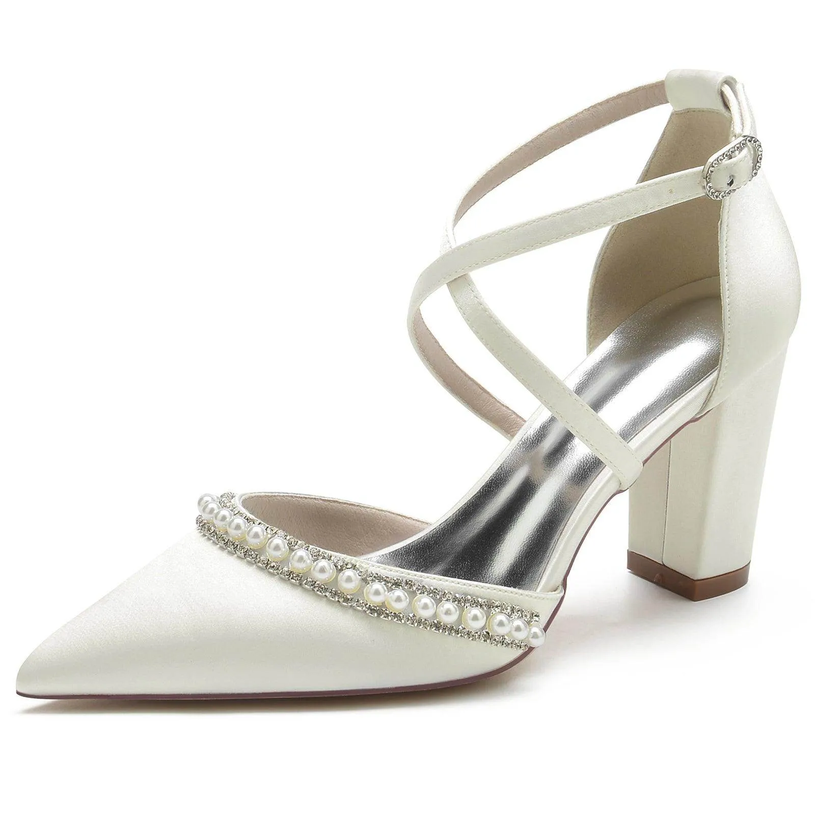 Chunky Heel 8.5cm Silk-Like Shoes CK0189