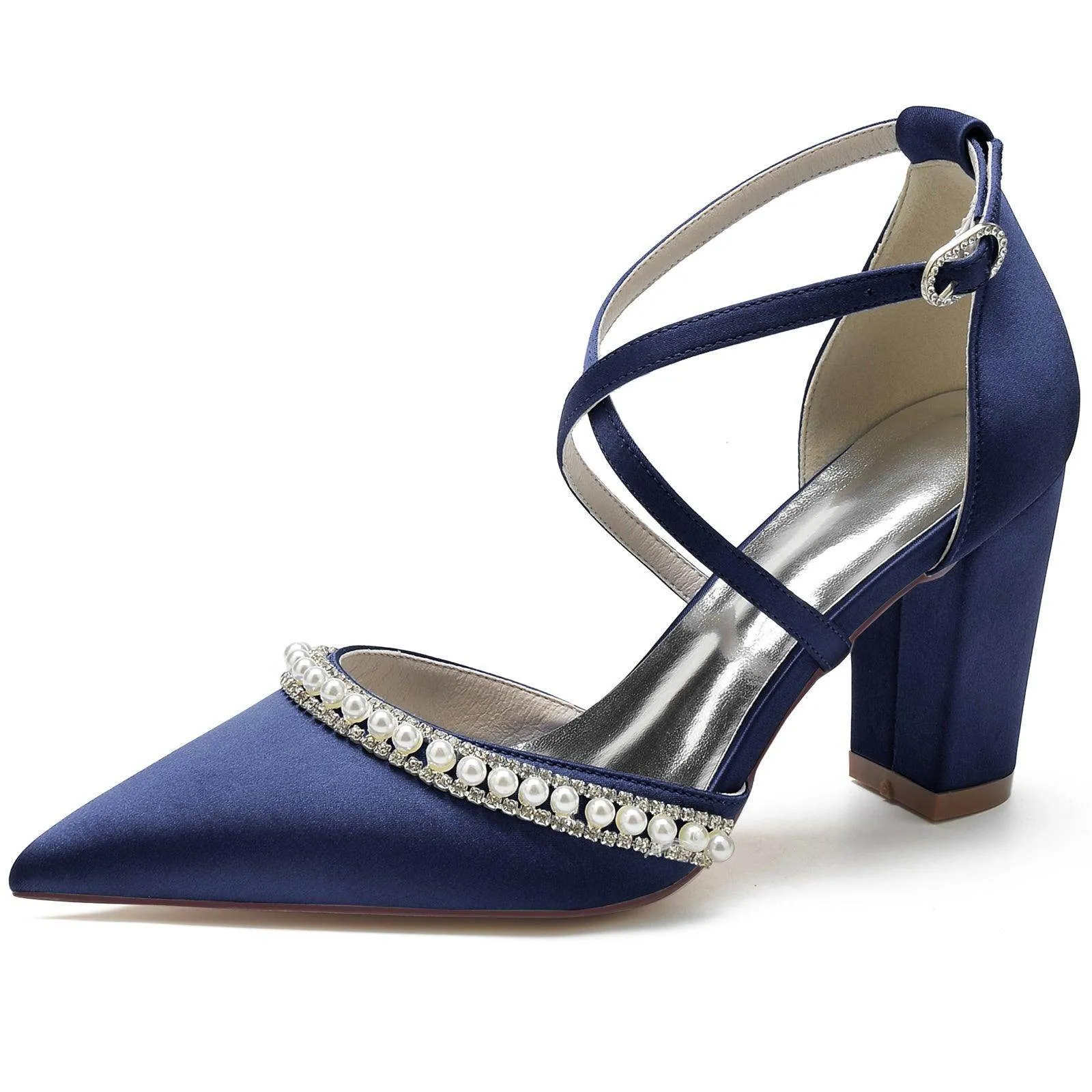 Chunky Heel 8.5cm Silk-Like Shoes CK0189