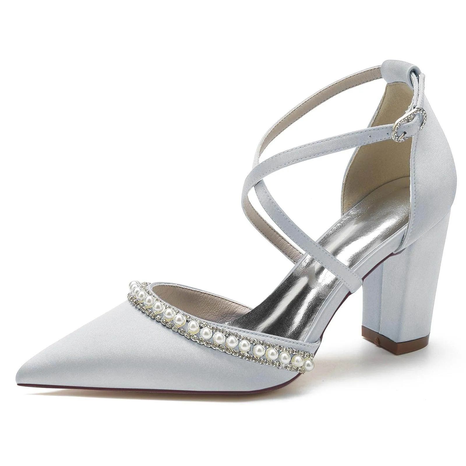 Chunky Heel 8.5cm Silk-Like Shoes CK0189