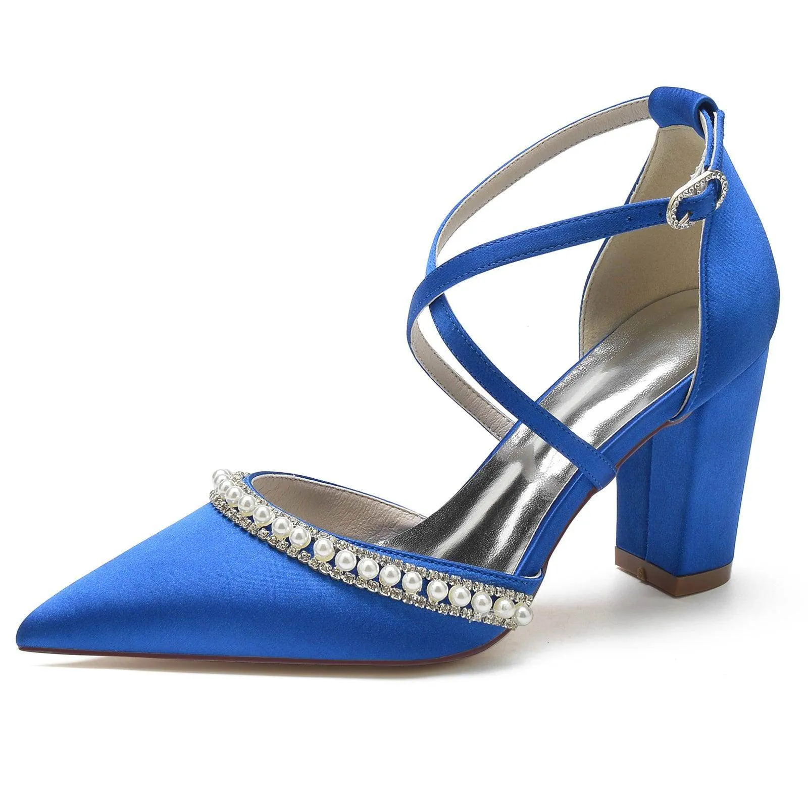 Chunky Heel 8.5cm Silk-Like Shoes CK0189