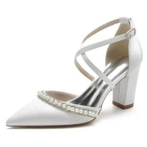 Chunky Heel 8.5cm Silk-Like Shoes CK0189