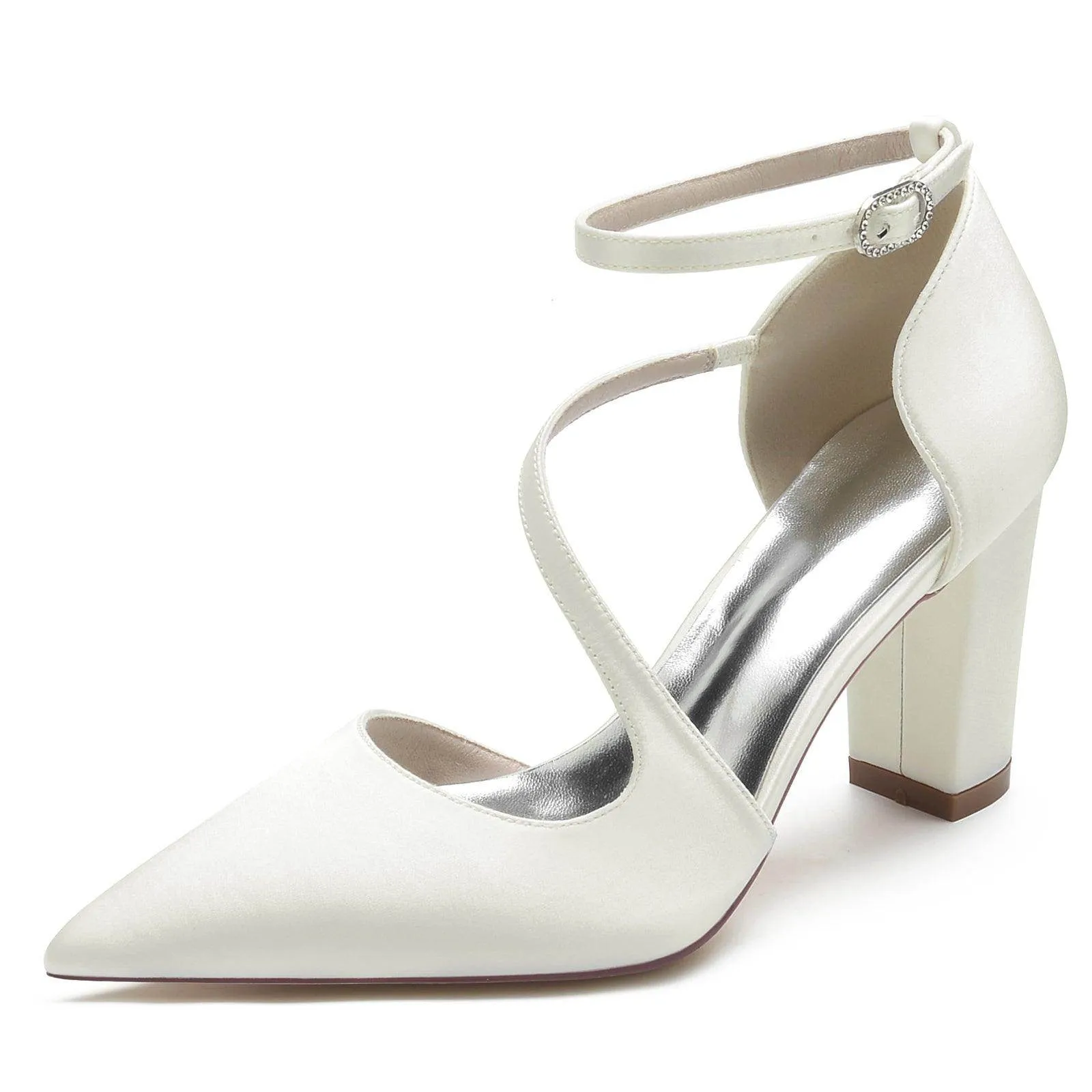 Chunky Heel 8.5cm Silk-Like Shoes CK0192
