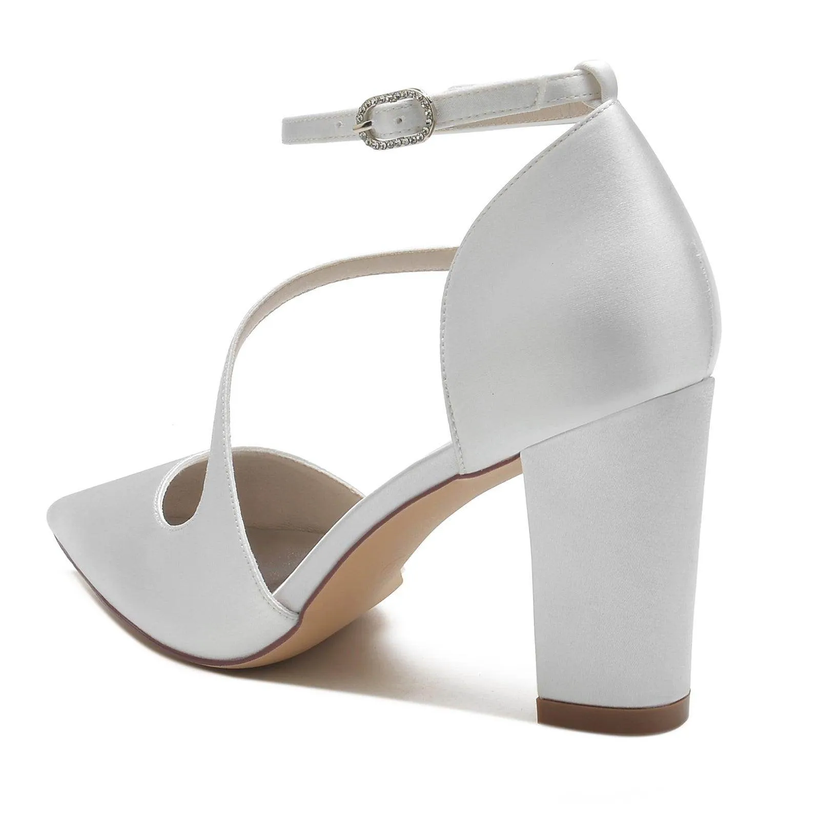 Chunky Heel 8.5cm Silk-Like Shoes CK0192