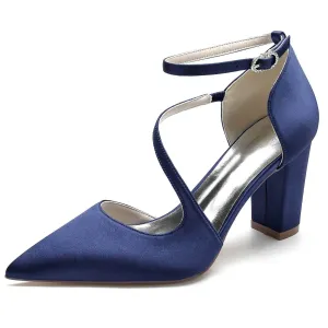 Chunky Heel 8.5cm Silk-Like Shoes CK0192