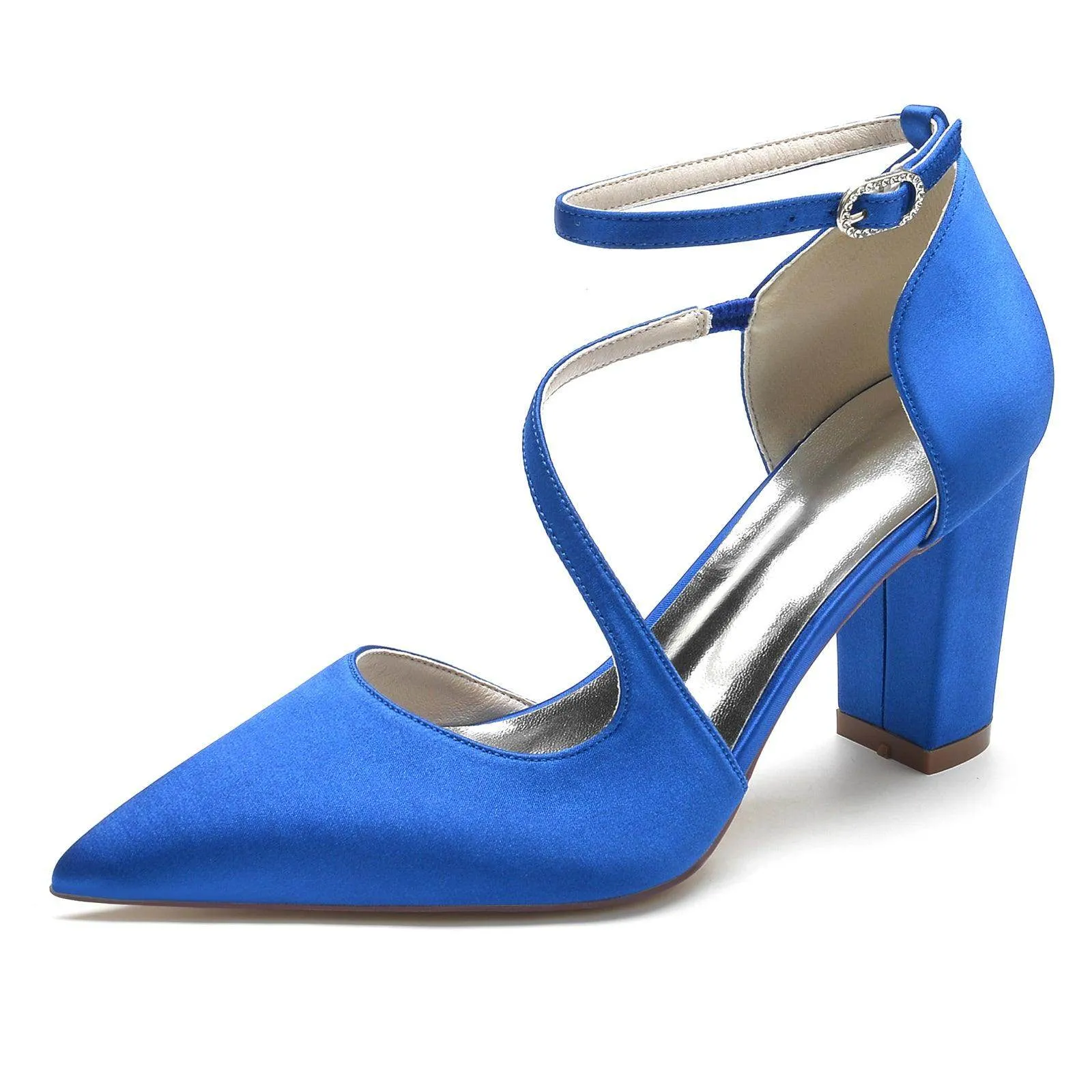 Chunky Heel 8.5cm Silk-Like Shoes CK0192
