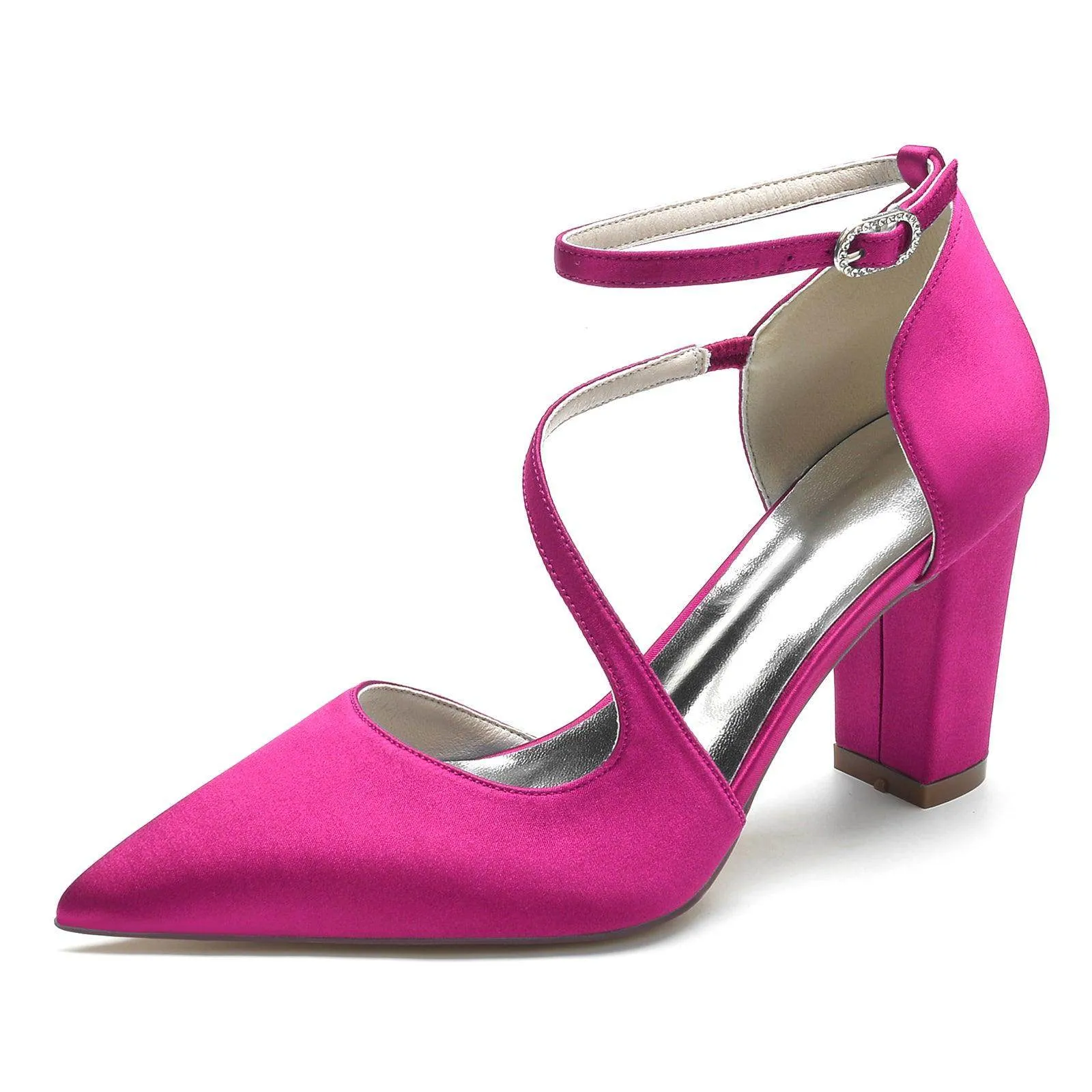 Chunky Heel 8.5cm Silk-Like Shoes CK0192