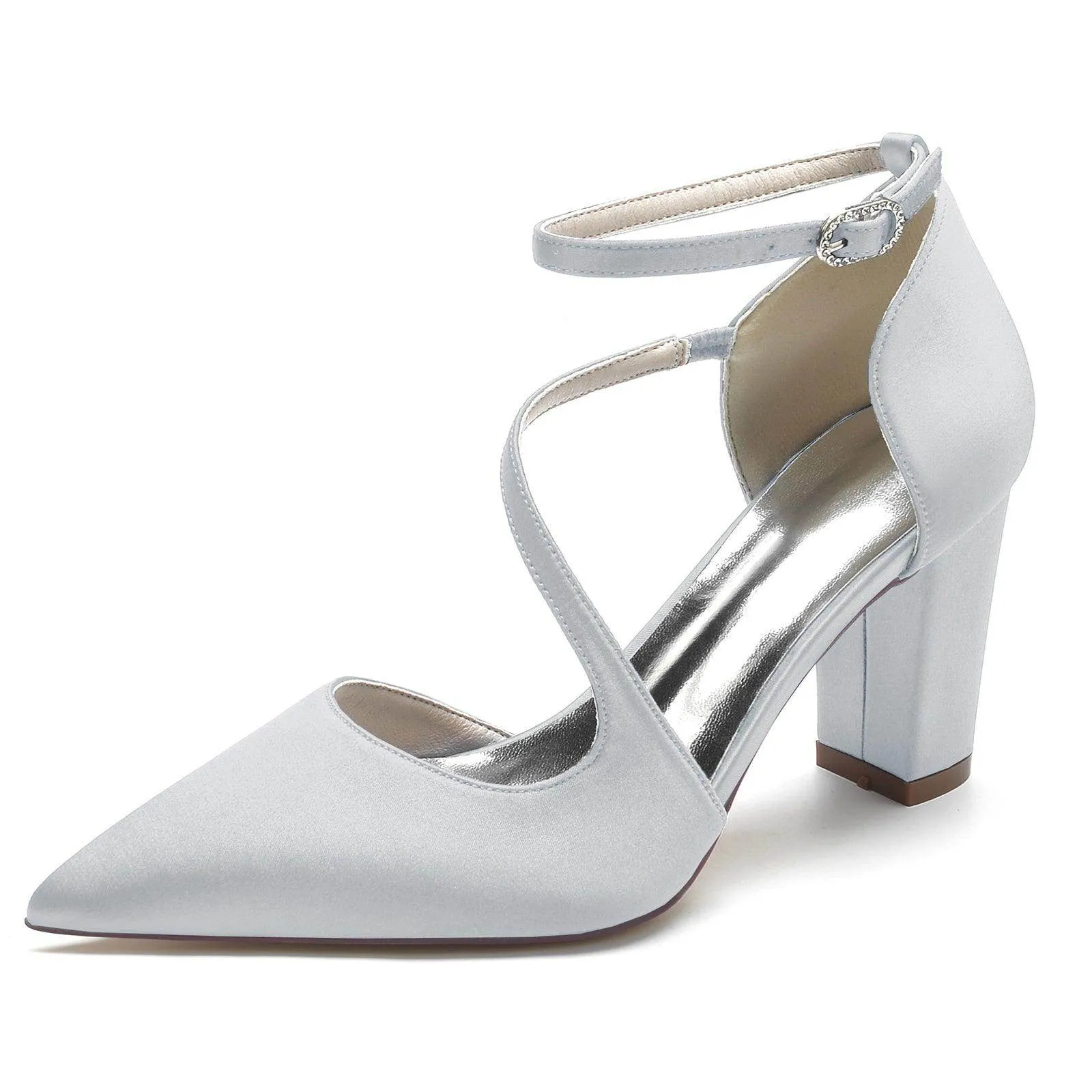 Chunky Heel 8.5cm Silk-Like Shoes CK0192
