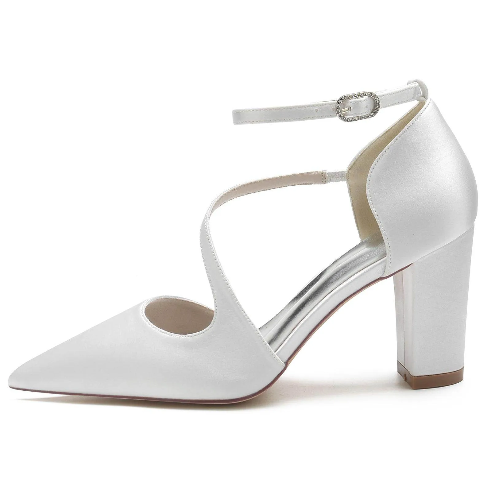 Chunky Heel 8.5cm Silk-Like Shoes CK0192