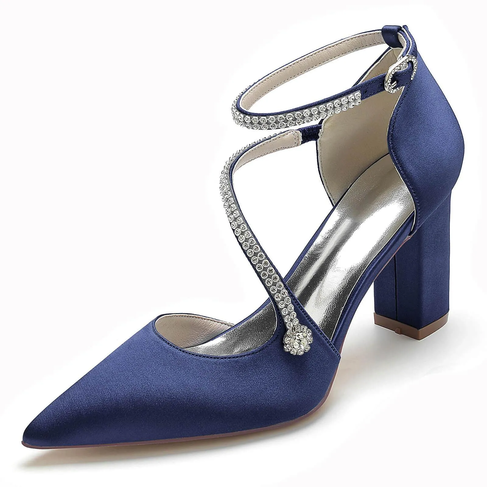 Chunky Heel 8.5cm Silk-Like Shoes CK0193