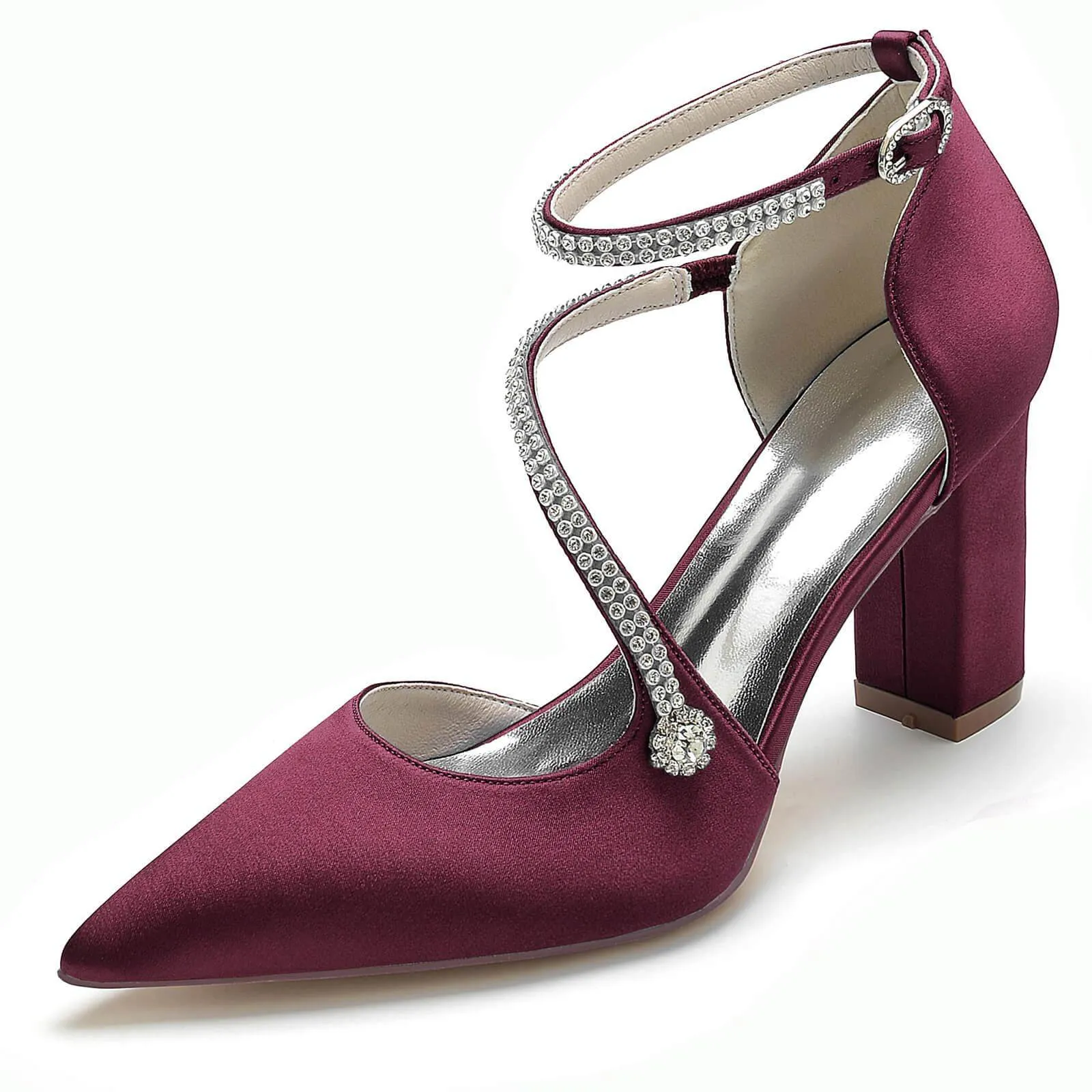 Chunky Heel 8.5cm Silk-Like Shoes CK0193
