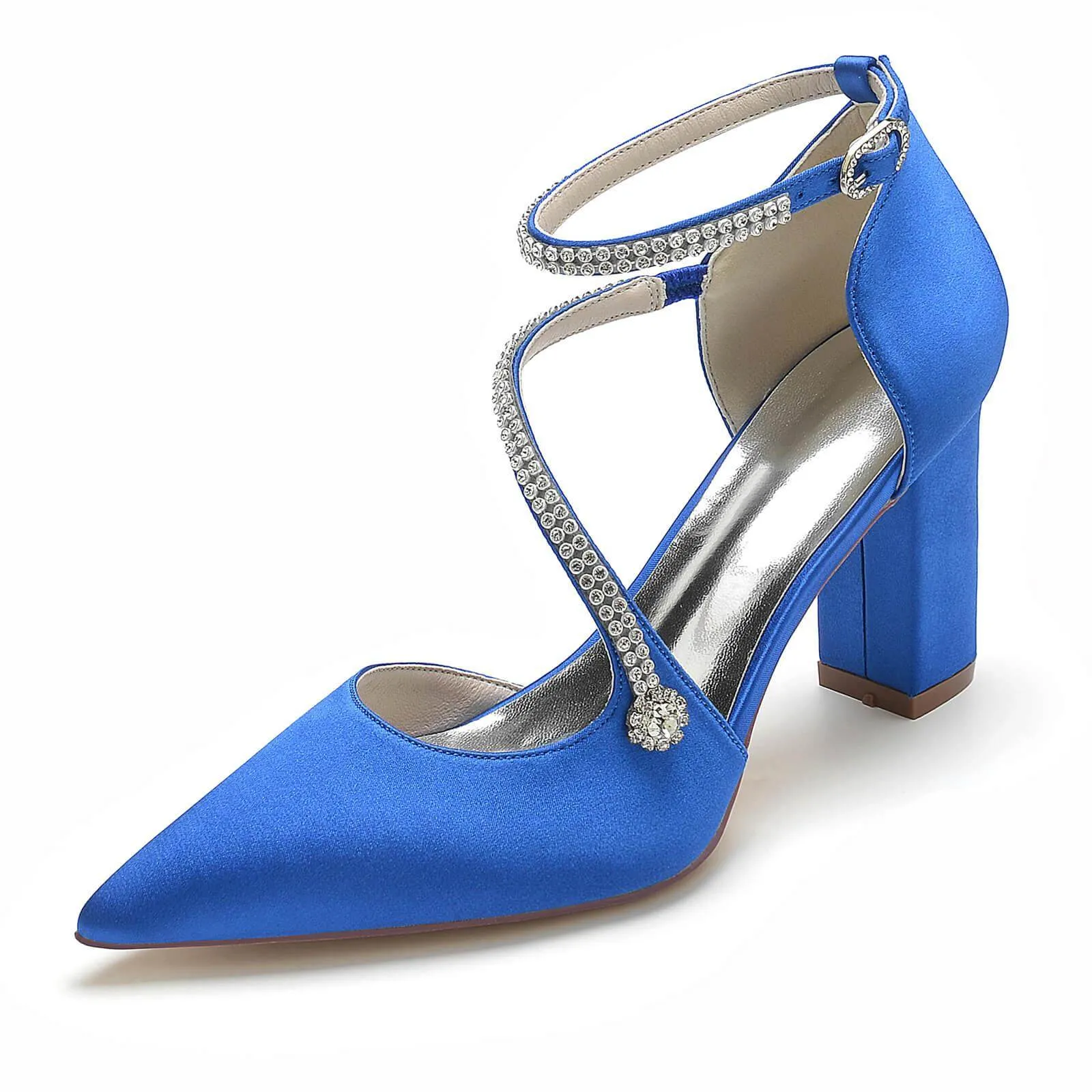 Chunky Heel 8.5cm Silk-Like Shoes CK0193