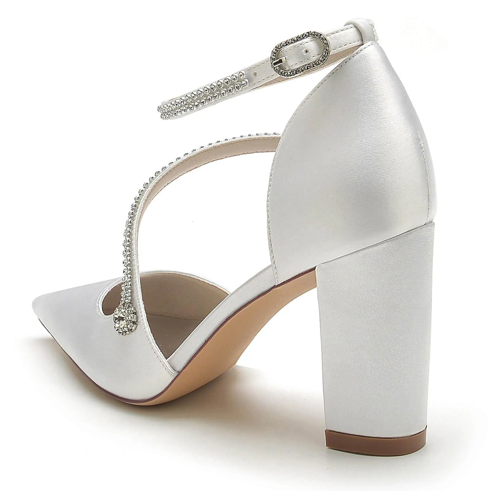 Chunky Heel 8.5cm Silk-Like Shoes CK0193