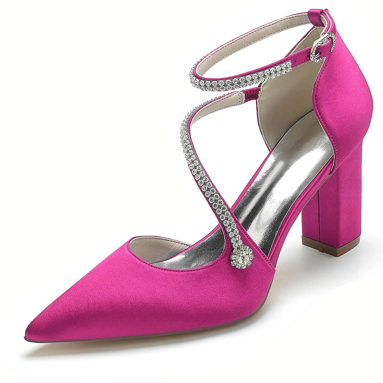 Chunky Heel 8.5cm Silk-Like Shoes CK0193