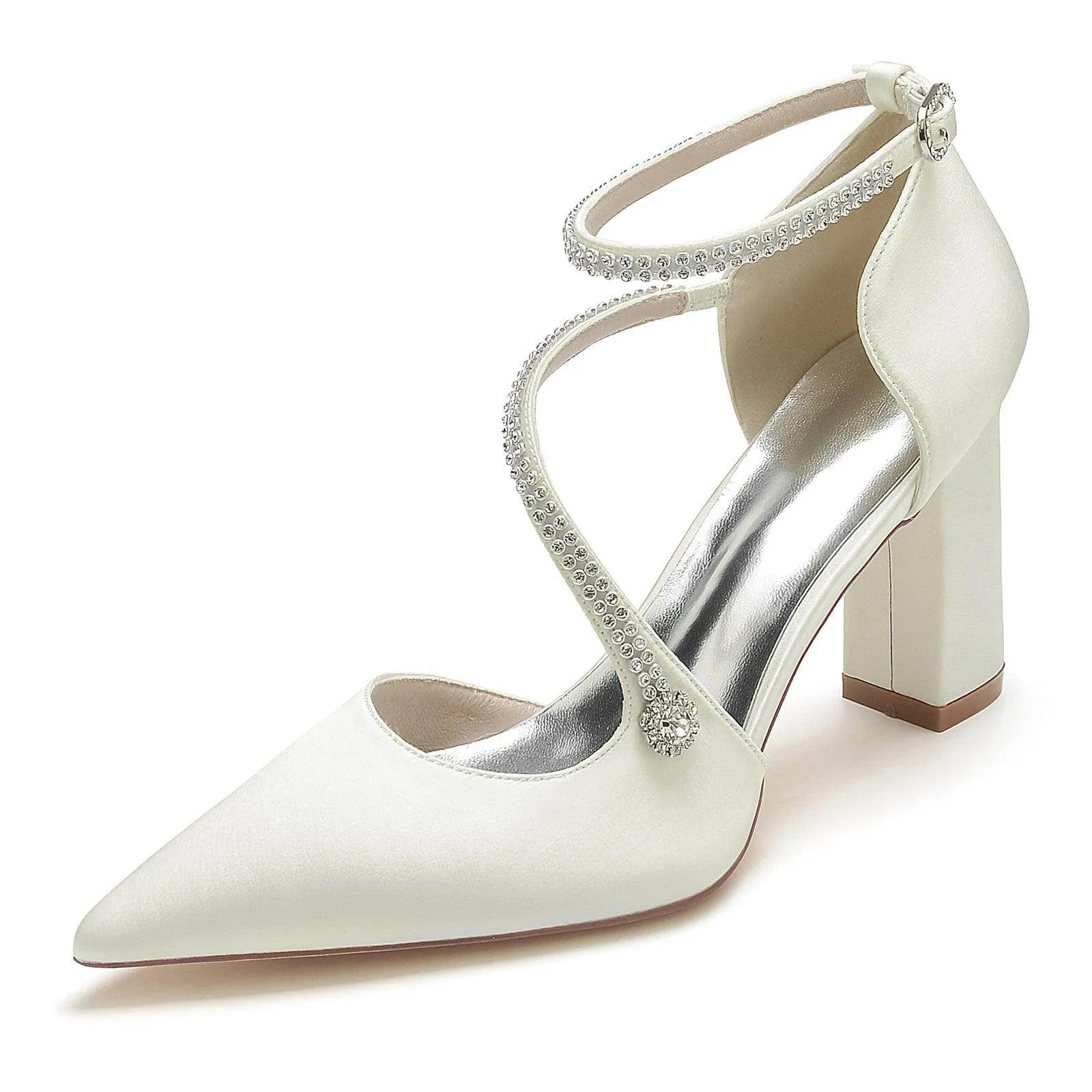Chunky Heel 8.5cm Silk-Like Shoes CK0193