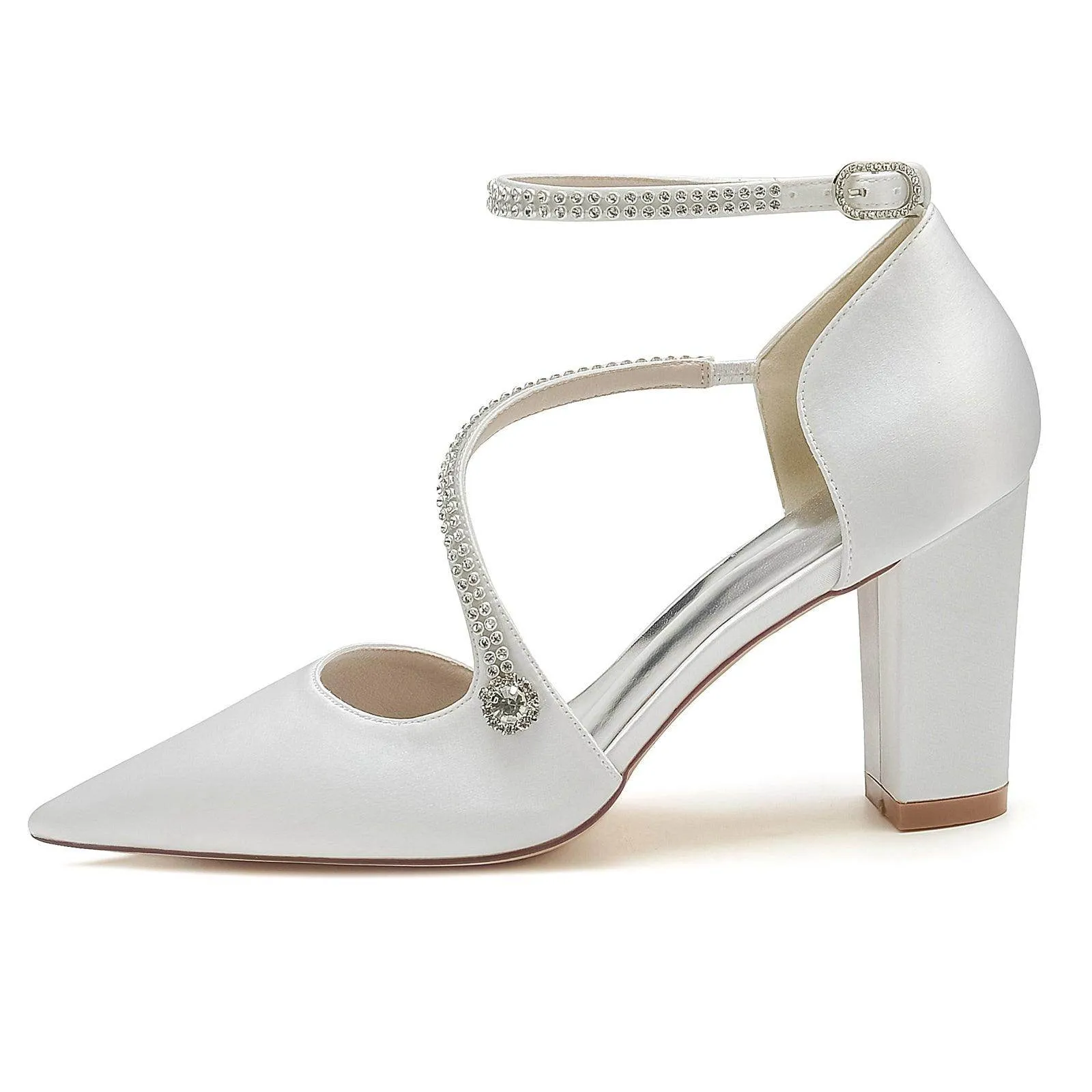 Chunky Heel 8.5cm Silk-Like Shoes CK0193