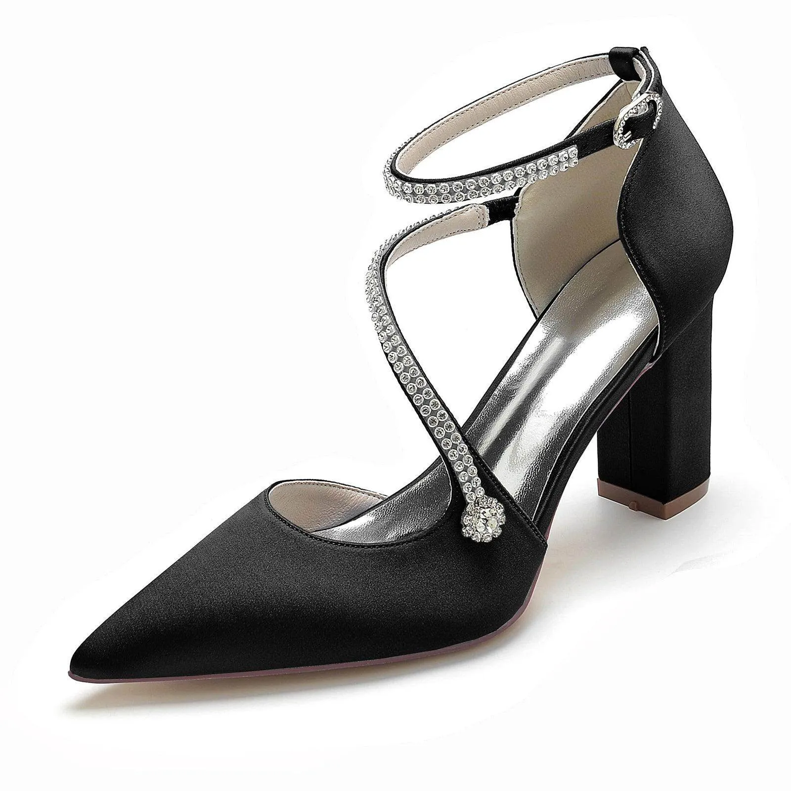 Chunky Heel 8.5cm Silk-Like Shoes CK0193